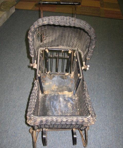 Wicker BABY Doll BUGGY - Unusual Antique Vintage Stroller