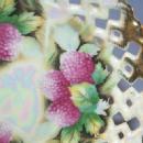 Open Lattice Mother of Pearl / Raspberries Porcelain Cup & Saucer Set