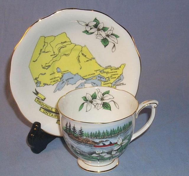 Queen Anne China ONTARIO Advertising Porcelain Cup & Saucer Set