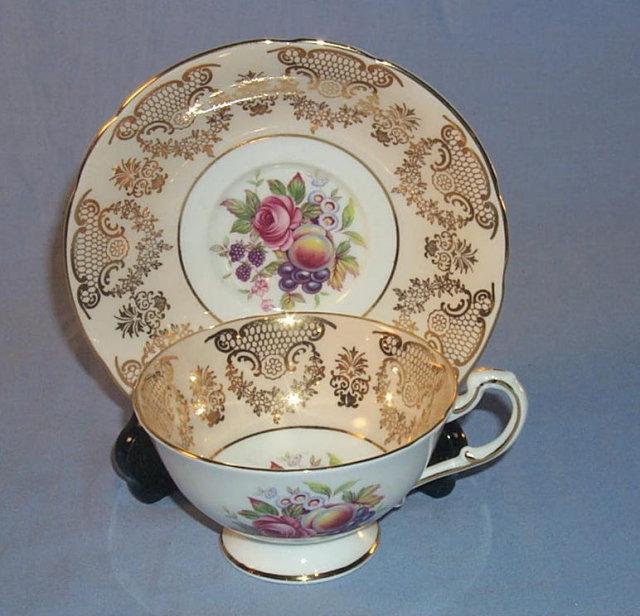 PARAGON Roses/Fruit Porcelain Cup & Saucer Set