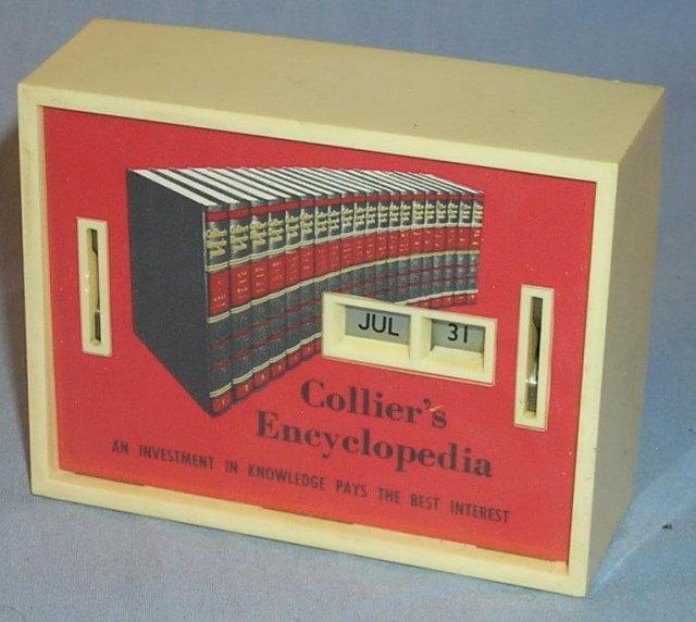 Unique COLLIER'S ENCYCLOPEDIA Advertising Calander Bank