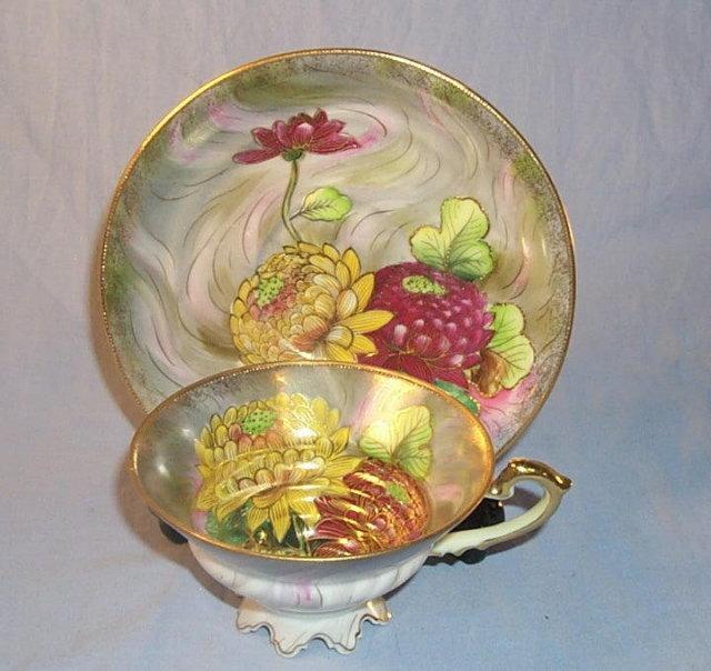 OCCUPIED JAPAN Flower Pattern Porcelain Cup & Saucer Set