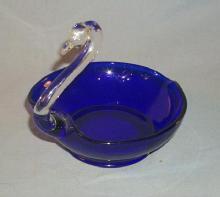 Cobalt Blue / Crystal Swan Glass Pin Dish