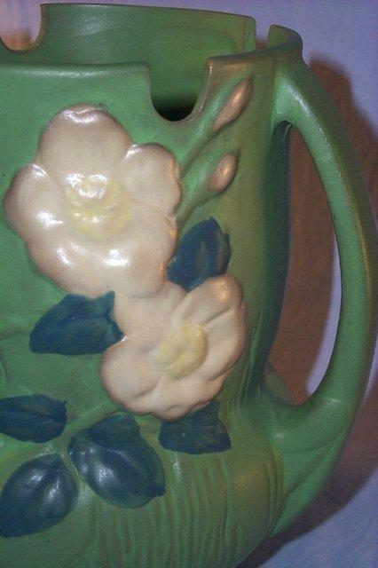 Roseville WHITE ROSE Handled Pottery Vase
