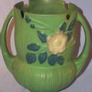 Roseville WHITE ROSE Handled Pottery Vase