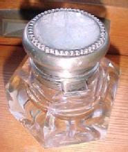 Inkwell Cut Crystal Sterling Lid - Glass