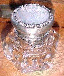 Inkwell Cut Crystal Sterling Lid - Glass