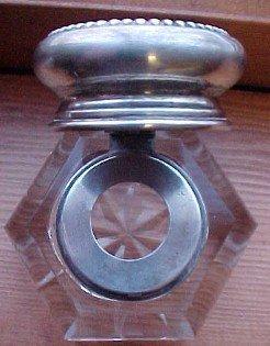 Inkwell Cut Crystal Sterling Lid - Glass
