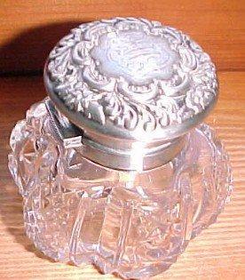 Inkwell Cut Crystal Sterling Lid - Glass