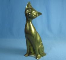 Brass CAT Kitty Paperweight - Vintage Metalware