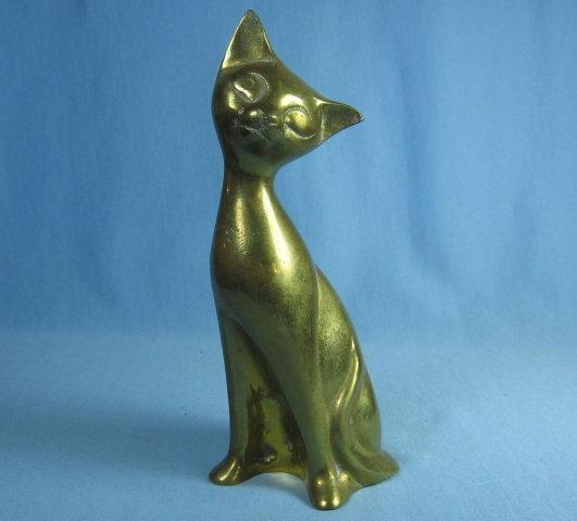 Brass CAT Kitty Paperweight - Vintage Metalware