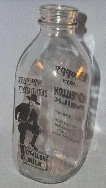 HOPALONG CASSIDY O'Fallon Clear Glass Bottle - Advertising