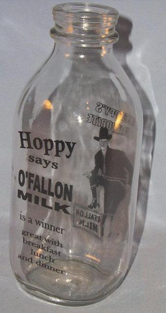 HOPALONG CASSIDY O'Fallon Clear Glass Bottle - Advertising