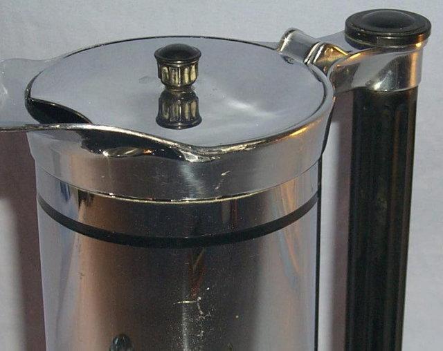 Sunbeam ART DECO Design Stainless Steel Coffee Pot Set on Porcelain Tray - Silver
