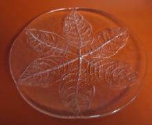old Molded or Pressed Glass LEAF Charger or Large Cake Plate