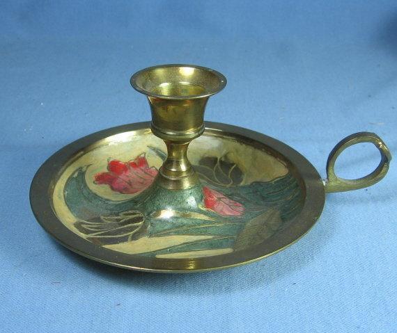 Candlestick Brass CHAMBER STICK Candle Holder - metalware