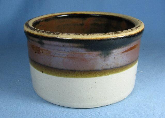 Kitchen Crock Vintage Brown & White Stoneware Storage Vessel - misc pottery