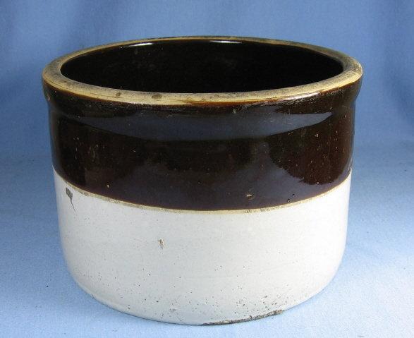 Kitchen Crock Vintage Brown & White Stoneware Storage Vessel - misc pottery