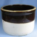 Kitchen Crock Vintage Brown & White Stoneware Storage Vessel - misc pottery