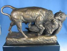 Limited edition BUFFALO and GRIZZLY BEAR Sculpture by Austin Products - Vintage Pottery Figure