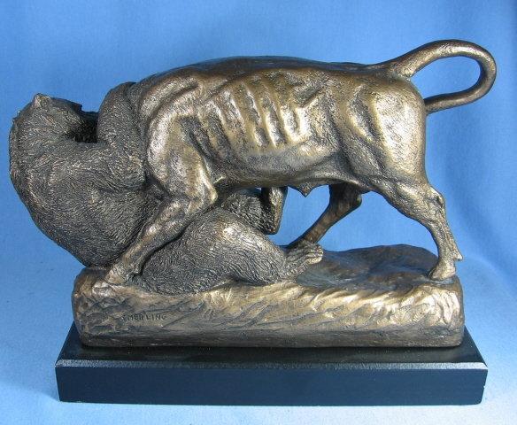 Limited edition BUFFALO and GRIZZLY BEAR Sculpture by Austin Products - Vintage Pottery Figure