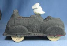 Vintage Hard Rubber Toy ~ Mickey Mouse FIRE DEPT Truck with Donald Duck Driver - Vintage Walt Disney Toy