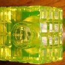 Vaseline Glass Diamond Electric Blue Lid Inkwell - Glass