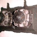 Bronzed Cast Iron Base Double Pen Rest Double Inkwell - Metalware