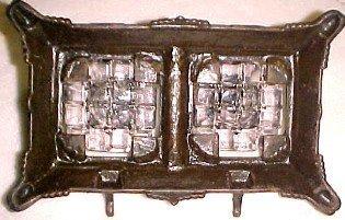 Bronzed Cast Iron Base Double Pen Rest Double Inkwell - Metalware