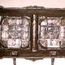 Bronzed Cast Iron Base Double Pen Rest Double Inkwell - Metalware