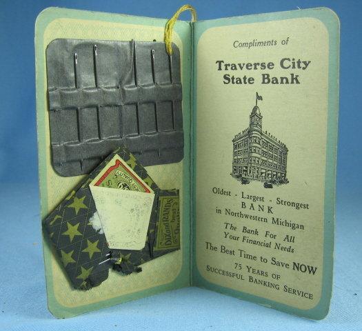 Sewing Needle Advertising Book - Vintage TRAVERSE CITY STATE Bank - textiles