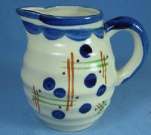 Vintage ART DECO Ringed Pottery Porcelain Pitcher