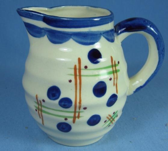 Vintage ART DECO Ringed Pottery Porcelain Pitcher