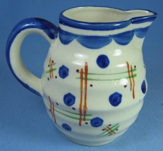 Vintage ART DECO Ringed Pottery Porcelain Pitcher