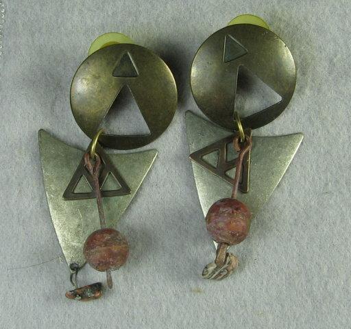 Art Deco Retro Pierced Earrings - Vintage Estate Jewelry