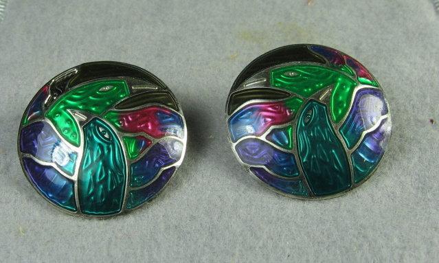 Jewelry Signed Berebi LOVE BIRD Enameled Earrings - Vintage Estate Jewelry