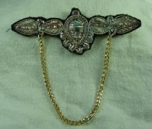 Vintage Sew-On Embellished Patch with Goldtone Chain