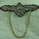 Vintage Sew-On Embellished Patch with Goldtone Chain