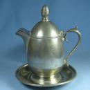 Old Pewter SYRUP Pitcher & UNDER PLATE - metalware