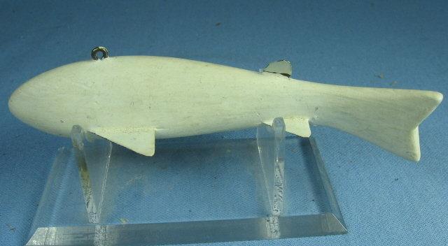 Hand Carved Working FISH DECOY - unpainted Peterson - Vintage Sporting