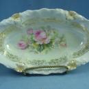 German Porcelain Luster Lustre Pierced Handle RELISH DISH Bowl