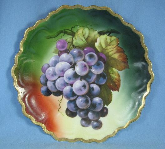 Scalloped Pottery Golden Rim GRAPE Plate - Antique Porcelain