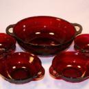 Depression Glass CORONATION Royal Ruby Berry Bowl Set