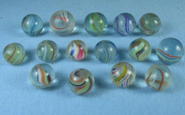 INDIAN SWIRL Glass Marble Group - Vintage Toy