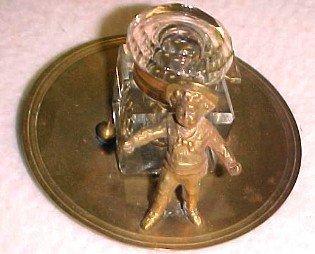 Boy Figural Inkwell Ink Well - Metalware