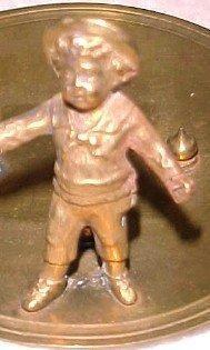 Boy Figural Inkwell Ink Well - Metalware