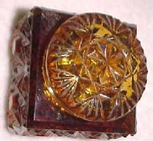 Old Amber 2 piece Inkwell - Glass