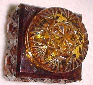 Old Amber 2 piece Inkwell - Glass