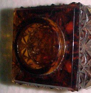 Old Amber 2 piece Inkwell - Glass