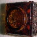 Old Amber 2 piece Inkwell - Glass
